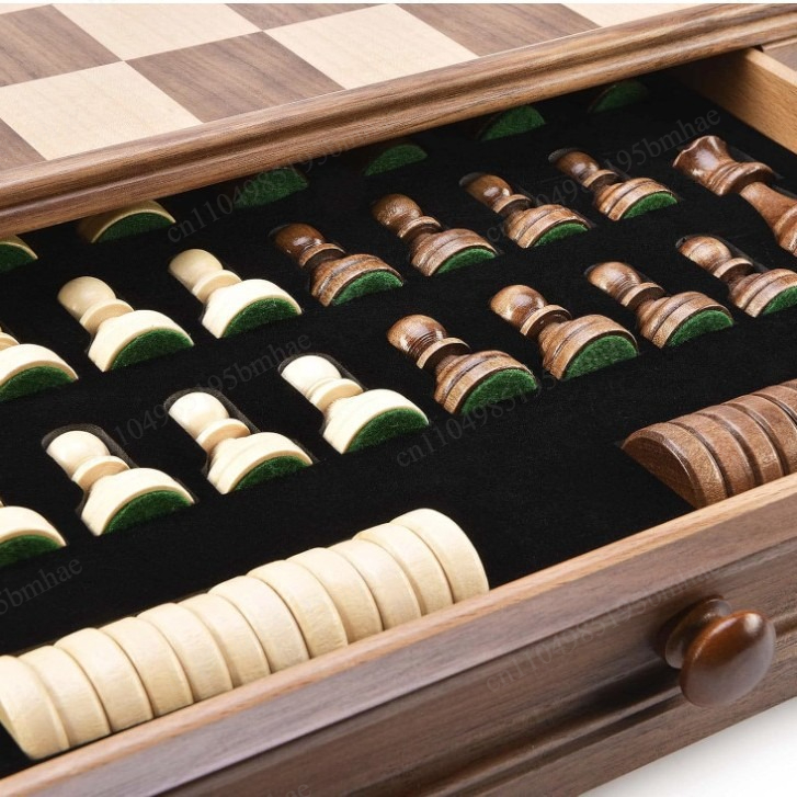 Walnut solid wood chess checke - Chess Set Wooden review and price