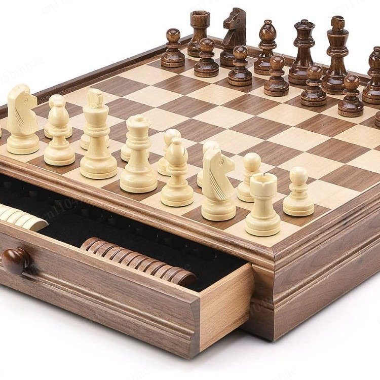 Walnut solid wood chess checke - Chess Set Wooden review and price