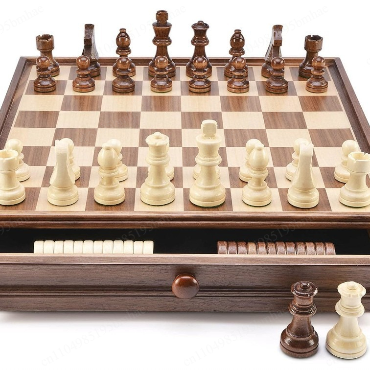 Walnut solid wood chess checke - Chess Set Wooden review and price