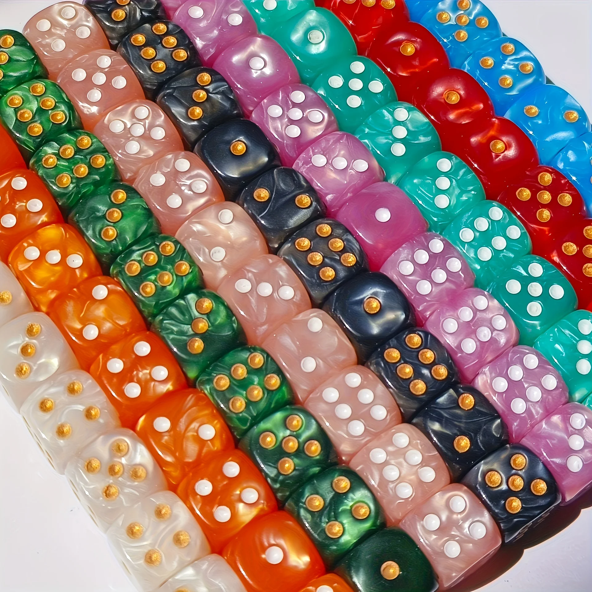 10Pcs 12mm Pearl Swirl D6 Dice - Board Game Loop review and price