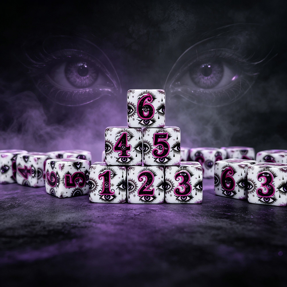 12Pcs 16MM D6 Acrylic Printed  - Board Game Print review and price